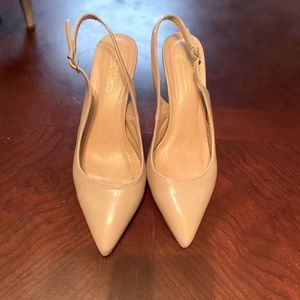 Nude sling back heels